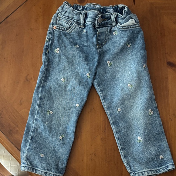 Cat & Jack Other - Cat & Jack Blue Jeans with Floral Embroidery